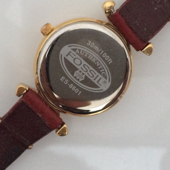 Rare Fossil Ladies Watch Gold Tone Brown Leather - Picture 4 of 8